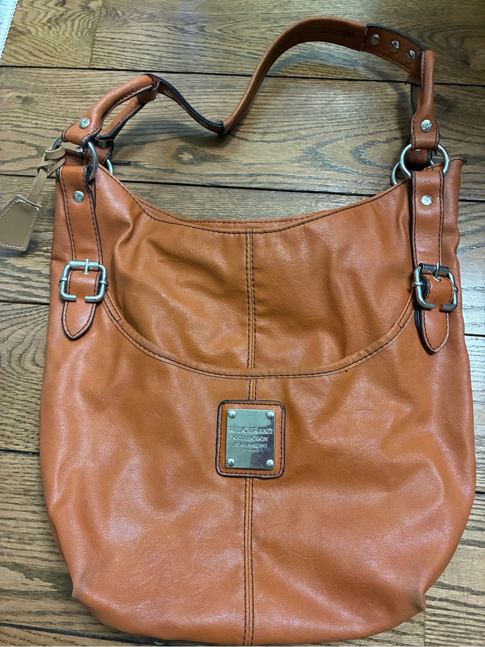 Orange/Brown Faux Leather Relic Brand Shoulder Bag